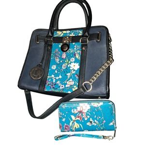 Gorgeous Navy & Turquoise Large Dasein BEAUTY & matching Wallet